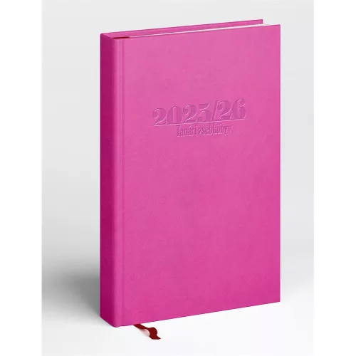 Tanári határidőnapló A5, műbőr 150mmx210mm, fehér lapokkal pink 2026/2027 Realsystem