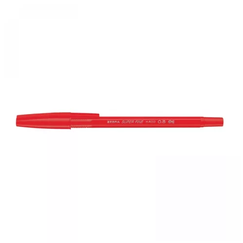 Golyóstoll 0,5mm, kupakos, H-8000 Zebra, írásszín piros