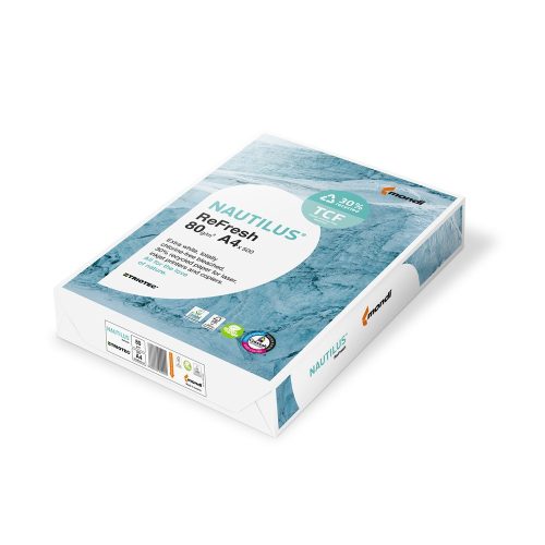 Másolópapír A4, 80g, 30 százalék -ban újrahasznosított recycled Nautilus Refresh 500ív/csomag, 