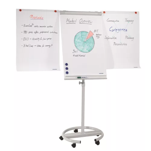 Flipchart tábla mobil 68x105cm, mágneses, 2 db segédkarral, 5 görgős Premium line  F2400/N Franken