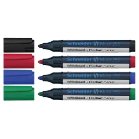   Tábla- és flipchart marker készlet 2-3mm, kerek végű Schneider Maxx 290, 4 klf. szín