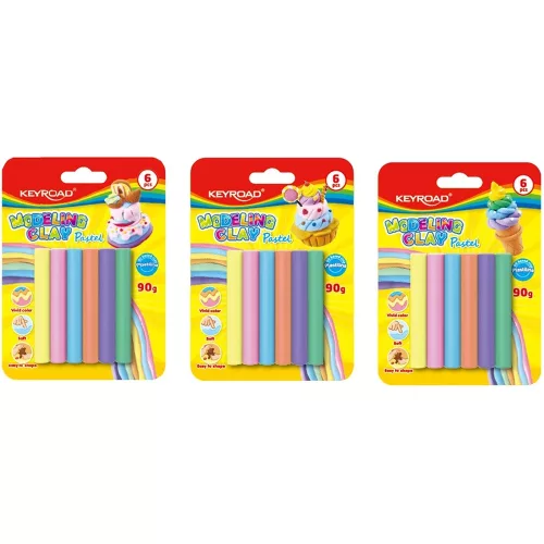 Gyurmakészlet 90 g 6 db/bliszter Keyroad Pastel pasztell színek