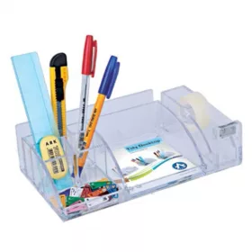   Írószertartó 8 rekeszes, 230x125x65mm, ragszalag tépővel műanyag, Bluering&reg; víztiszta