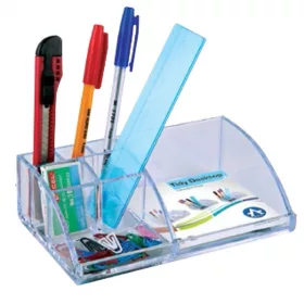   Írószertartó 7 rekeszes 180x110x55mm, műanyag, Bluering&reg; víztiszta