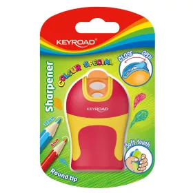   Hegyező 2 lyukú tartályos, fedeles, ceruzahegy gömbölyítő Keyroad Colour Special vegyes színek