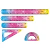 Vonalzókészlet, 20 cm, flexibilis vonalzó, szögmérő, derékszög vonalzó, 3 db/bliszter Keyroad Flex Draw vegyes színek