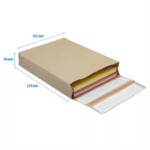 Csomagküldő webshop tasak 162x229x40mm, erős kraft papírból 250 db/doboz, E-green barna