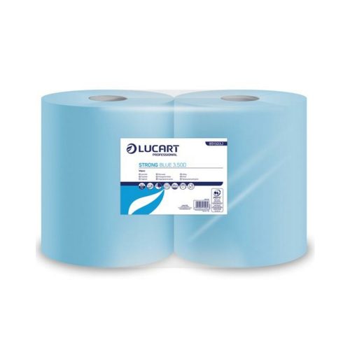 Ipari törlő 3 rétegű átmérő 25 cm 500 lap/tekercs cellulóz kék 2 tekercs/karton Strong Blue 3.500 Lucart_851323J