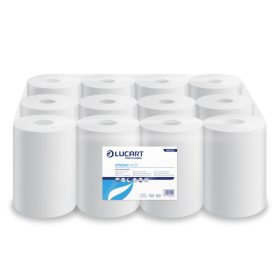   Kéztörlő 2 rétegű tekercses átmérő 14 cm 100 százalék  cellulóz 12 tekercs/karton 14 CF Strong Lucart_861093J fehér
