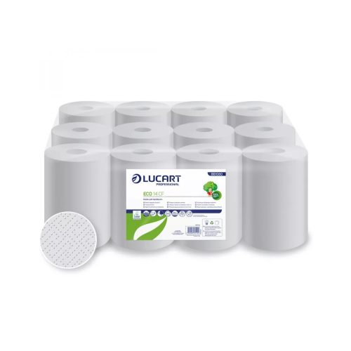 Kéztörlő 2 rétegű tekercses átmérő 14 cm 55 m/tekercs 12 tekercs/karton 14 CF EcoLucart_861080 fehér