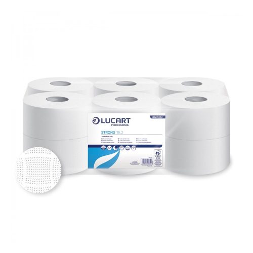 Toalettpapír 2 rétegű közületi átmérő 19 cm 100  százalék  cellulóz 12 tekercs/karton 19 J PLUS Strong Lucart_812201J hófehér