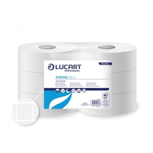 Toalettpapír 2 rétegű közületi átmérő 23 cm 100  százalék  cellulóz 6 tekercs/karton 23 J Strong Lucart_812216J hófehér