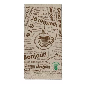   Szalvéta 1 rétegű 1/8 hajtás lapméret 32 x 32 cm 720 lap/doboz Lady Gastro Kávé Jó reggelt!