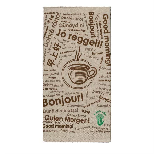 Szalvéta 1 rétegű 1/8 hajtás lapméret 32 x 32 cm 720 lap/doboz Lady Gastro Kávé Jó reggelt!