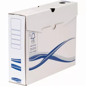   Archiváló doboz A4, 80mm, Fellowes&reg; Bankers Box Basic, 10 db/csomag, kék-fehér