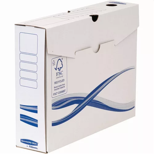 Archiváló doboz A4, 80mm, Fellowes&reg; Bankers Box Basic, 10 db/csomag, kék-fehér