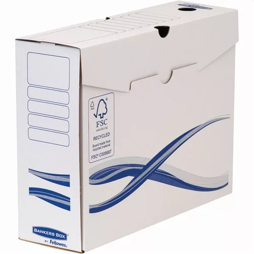 Archiváló doboz A4+, 100mm, Fellowes&reg; Bankers Box Basic, 10 db/csomag, kék-fehér