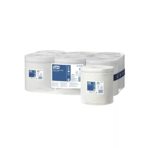 Kéztörlő 2 rétegű tekercses átmérő 16,2 cm 121,5 m/tekercs 6 tekercs/karton M2 Universal Tork_121208 fehér