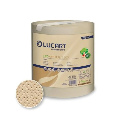 Kéztörlő 2 rétegű tekercses átmérő 17,5 cm egyesével csomagolt 2.300 EcoNatural Lucart_852407J havanna barna