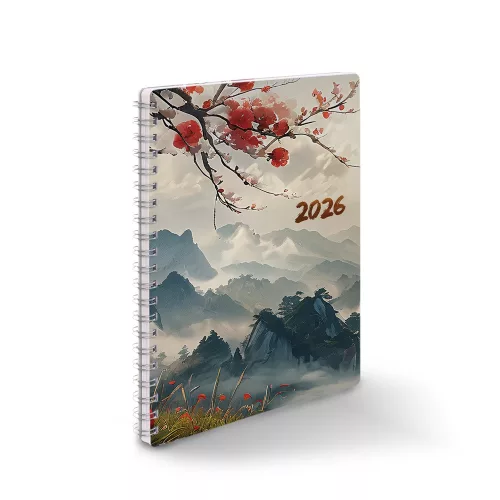 Határidőnapló spirálozott SP1 A/5, heti fehér lapokkal japán Realsystem 2027.