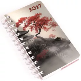   Zsebnaptár álló spirálozott SP5 napi fehér lapokkal japán Realsystem 2027.