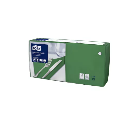 Szalvéta 3 rétegű 1/4 hajtás lapméret 32,8 x 32,5 cm 150 lap/csomag Sötétzöld Tork_477413