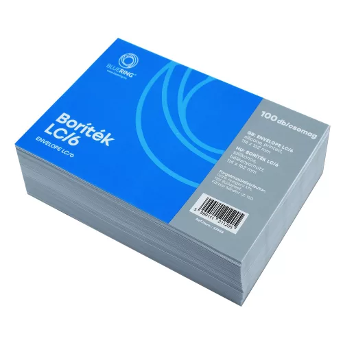 Boríték LC/6 szilikonos bélésnyomott 114x162mm Bluering&reg; 100 db/csom fehér