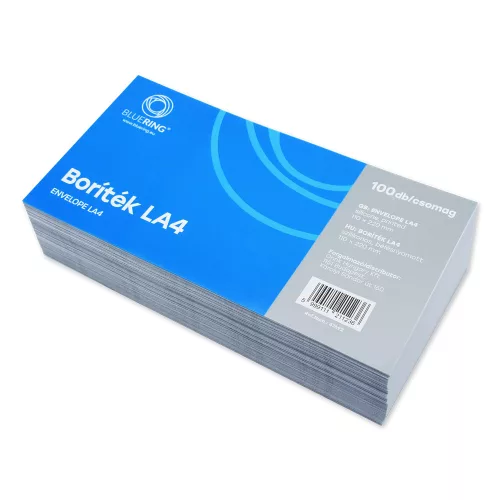 Boríték LA4 szilikonos bélésnyomott 110×220mm Bluering&reg; 100 db/csom fehér