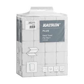   Kéztörlő 2 rétegű V hajtogatású 200 lap/cs 20 csomag/karton Katrin Plus Zig Zag 2 hófehér_35311