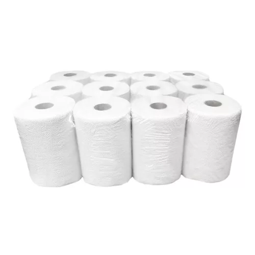 Kéztörlő 2 rétegű tekercses átmérő 14 cm 100  százalék  cellulóz duda nélküli 12 tekercs/karton_090631A-DN hófehér