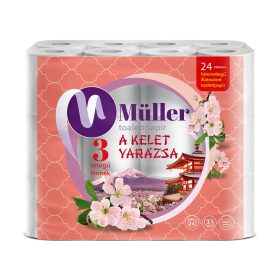   Toalettpapír 3 rétegű kistekercses 100 százalék  cellulóz 100 lap/tekercs 24 tekercs/csomag Kelet Varázsa Müller fehér