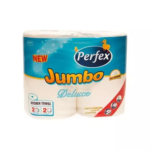 Háztartási papírtörlő kéztörlő 2 rétegű 300 lap/tekercs 2 tekercs/csomag Boni Perfex Jumbo Deluxe