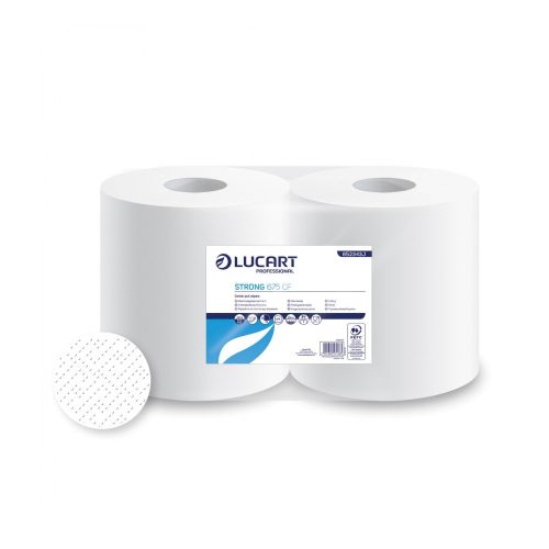 Ipari törlő 2 rétegű tekercses átmérő 25 cm 100  százalék  cellulóz 675 lap/tek 2 tekercs/karton Strong Lucart 675CF_852343J
