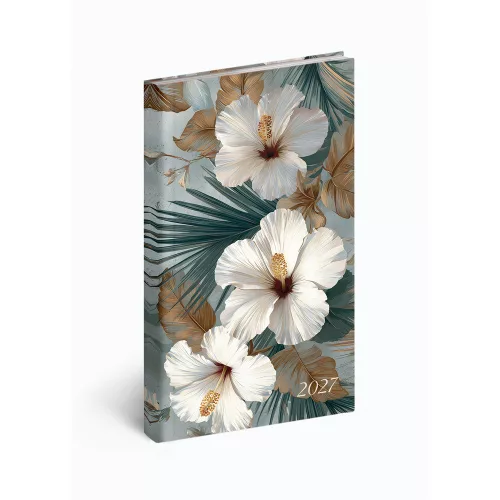 Zsebnaptár álló Picture, fehér lapokkal hibiszkusz Realsystem 2027.