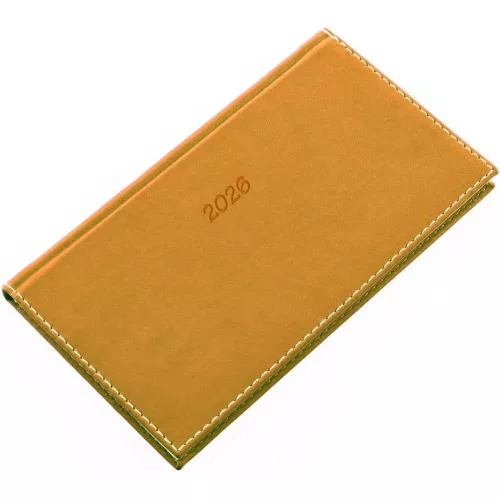 Zsebnaptár fekvő Bolero P, krémszínű lapokkal mustár Realsystem 2026.