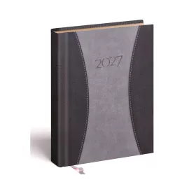   Zsebnaptár álló Prémium B/6, heti krémszínű lapokkal szürke Realsystem 2027.