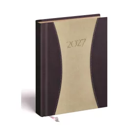   Zsebnaptár álló Prémium B/6, heti krémszínű lapokkal drapp Realsystem 2027.