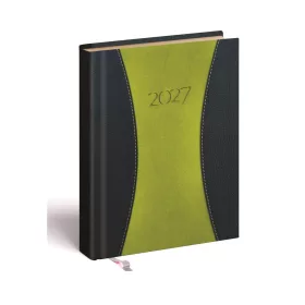   Zsebnaptár álló Prémium B/6, heti krémszínű lapokkal zöld Realsystem 2027.