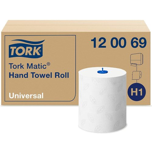 Kéztörlő 2 rétegű tekercses átmérő 19 cm 150 m/600 lap/tekercs 6 tekercs/karton Universal Matic® H1 TORK_120069 fehér