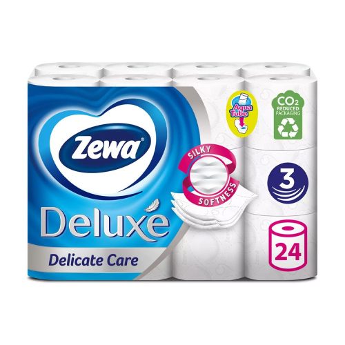 Toalettpapír 3 rétegű kistekercses 100 százalék  cellulóz 24 tekercs/csomag Delicate Care Deluxe Zewa hófehér