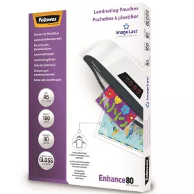  Lamináló fólia, A5, 80 mikron, fényes, 100 db/doboz, Fellowes&reg;