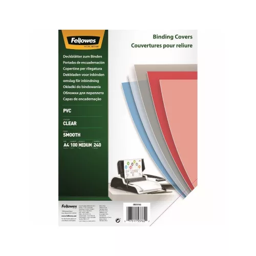 Előlap, A4, 240 mikron, 100 db/csomag, Fellowes&reg; víztiszta