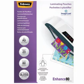   Lamináló fólia, A5, 80 mikron, fényes, 25 db/doboz, Fellowes&reg;
