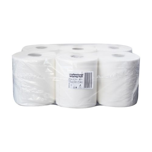 Kéztörlő 2 rétegű tekercses átmérő 19 cm 100 százalék  cellulóz 92 m/tekercs 6 tekercs/karton Bluering® hófehér