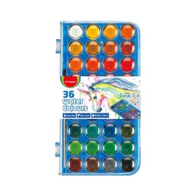   Vízfesték készlet, 36 db-os, 23 mm festékgombokkal, ecsettel, Keyroad