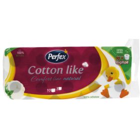   Toalettpapír 3 rétegű kistekercses 100 százalék  cellulóz 160 lap/tekercs 10 tekercs/csomag Cotton Like Perfex fehér