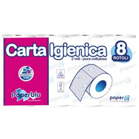   Toalettpapír 2 rétegű kistekercses 100 százalék  cellulóz 150 lap/tekercs 8 tekercs/csomag Paperblu Carta Igienica_Paperdi