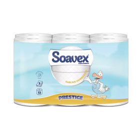   Toalettpapír 3 rétegű kistekercses 100 százalék  cellulóz 170 lap/20,4 m/tekercs 12 tekercs/csomag Soavex Maxi Prestige_Paperdi