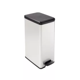   Szemetes kuka pedálos fémhatású műanyag 40 literes "Slim Bin" Curver fekete/ezüst