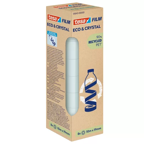 Ragasztószalag 19mmx10m irodai átlátszó újrahasznosított Tesa Eco & Crystal 8db/doboz